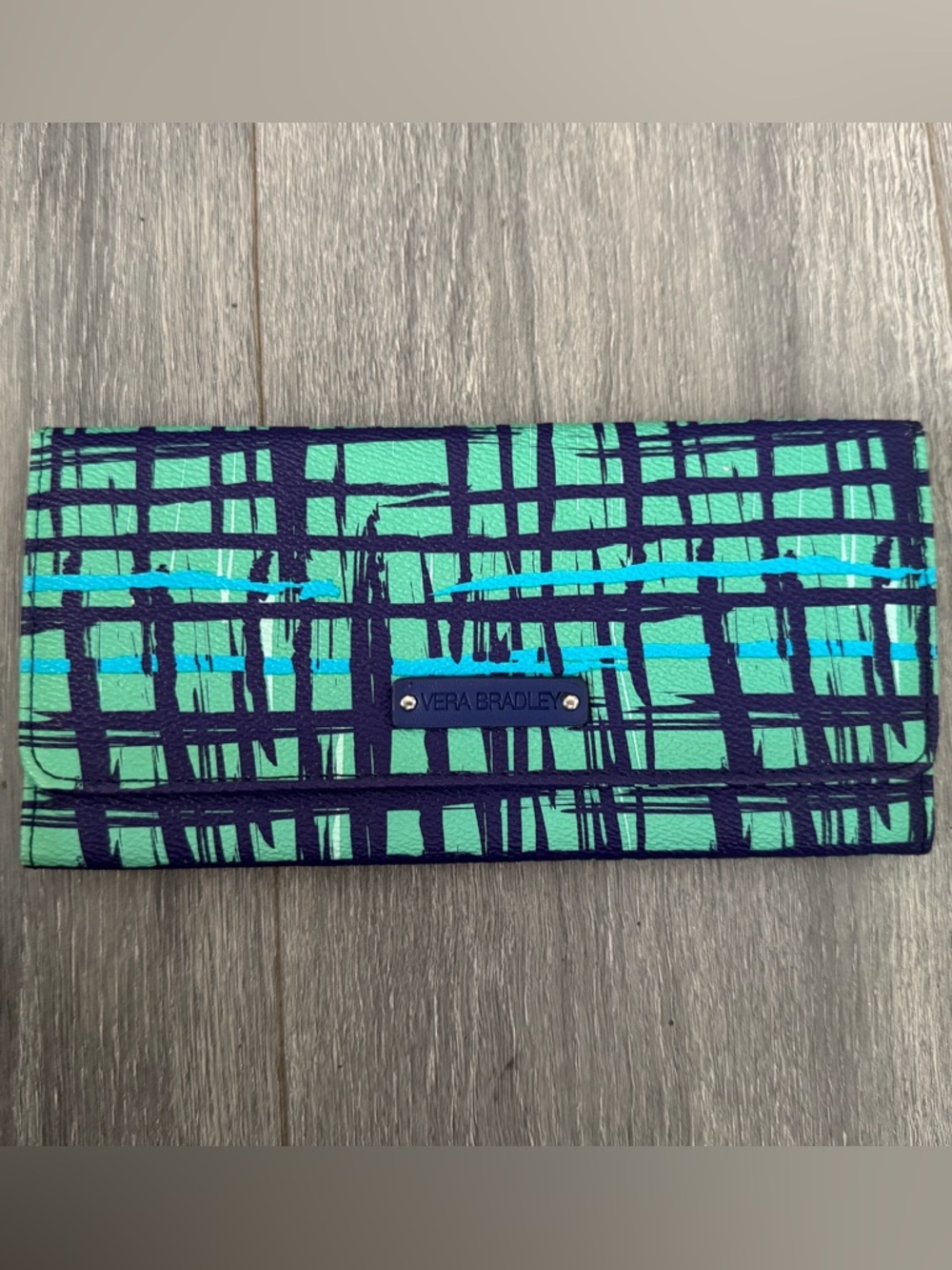 Vera Bradley Teal and Black Plaid Wallet
